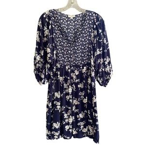 UMGEE Women's Size Small Floral Boho Dress Navy Blue Cottage Core Prairie